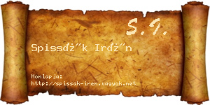 Spissák Irén névjegykártya